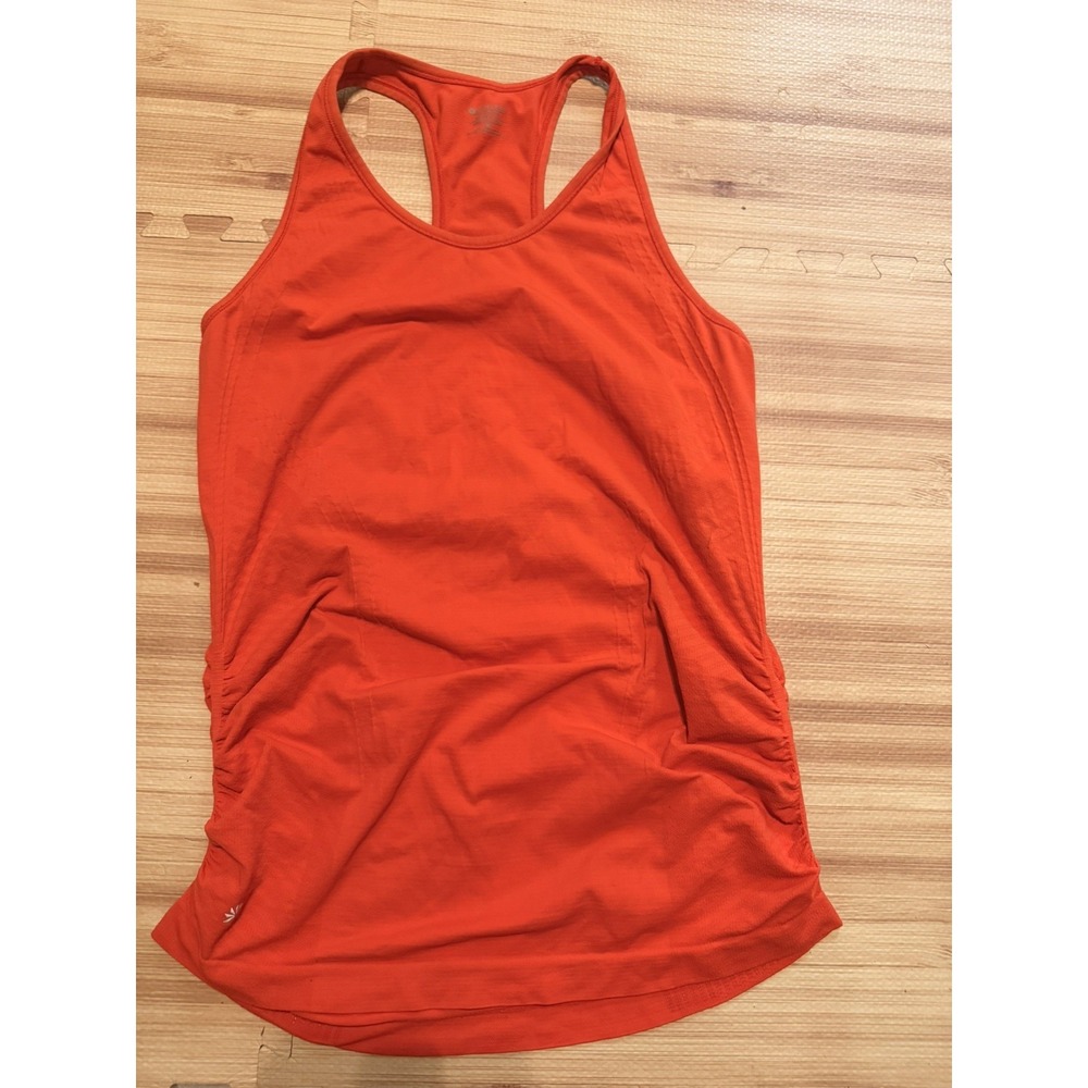 Athleta Womens Racerback Tank Top XL Orange Ruched Nylon Performance